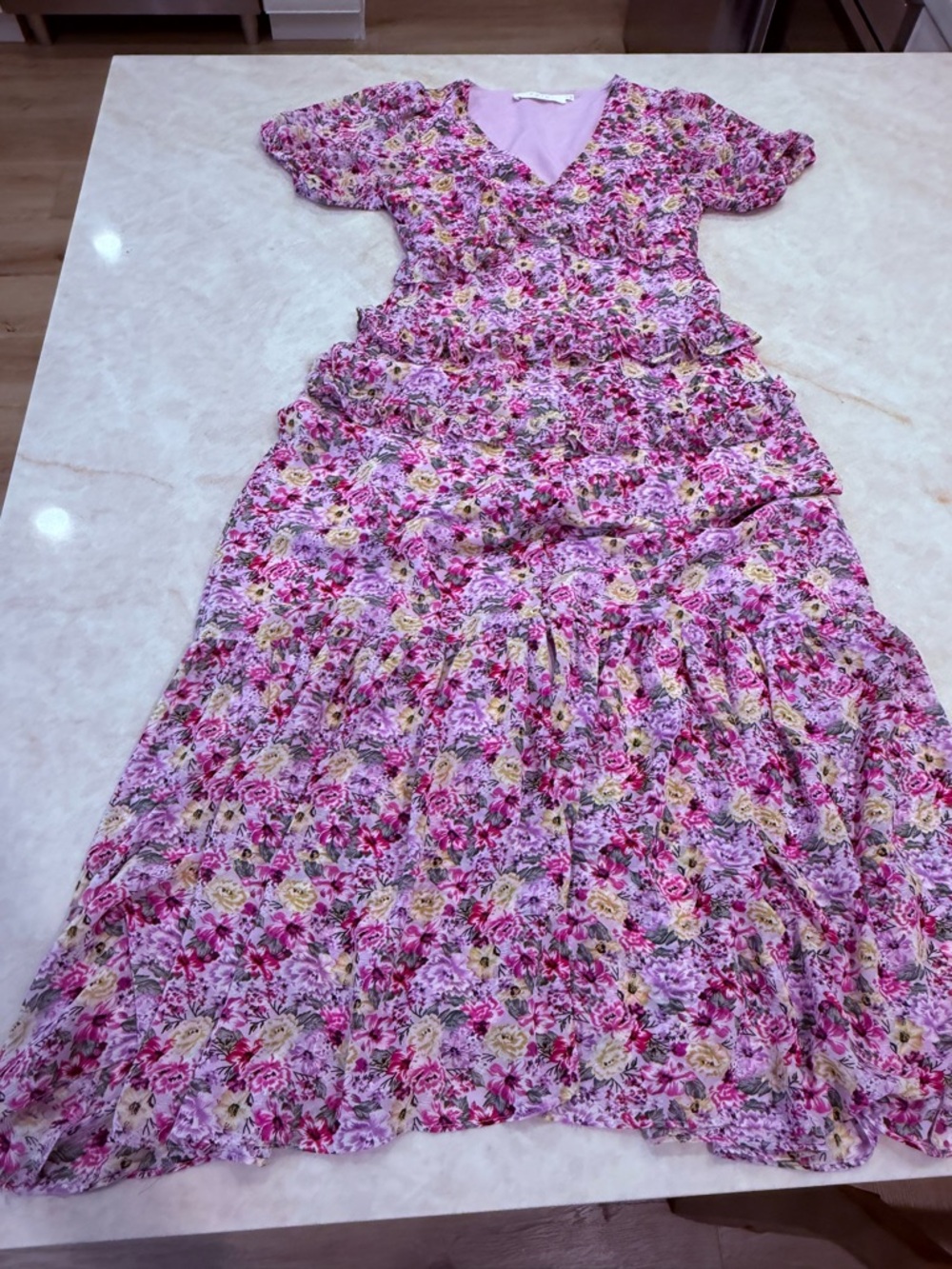 Astr Floral Pink Tiered Maxi Dress